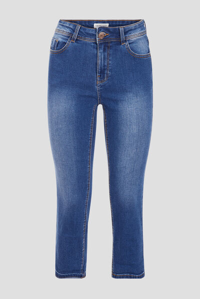 Pantacourt denim stone femme