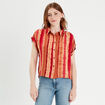 Chemise manches courtes rouge femme