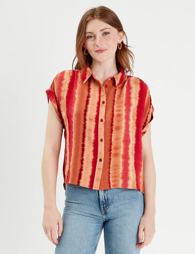 Chemise manches courtes rouge femme