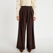 Pantalon bootcut taille haute chin&eacute; marron femme