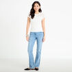 Top en dentelle col rond manches courtes ecru femme