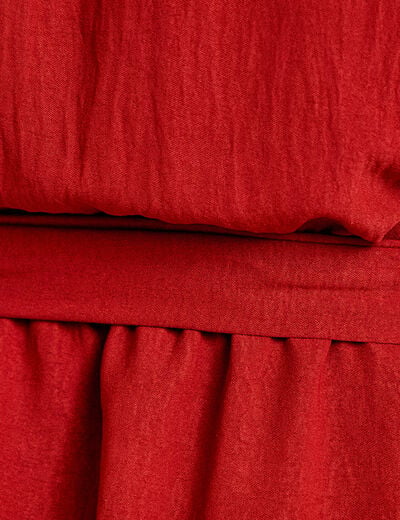 Robe longue &eacute;vas&eacute;e manches courtes orange fonc&eacute; femme