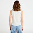 Blouse sans manches col v ecru femme