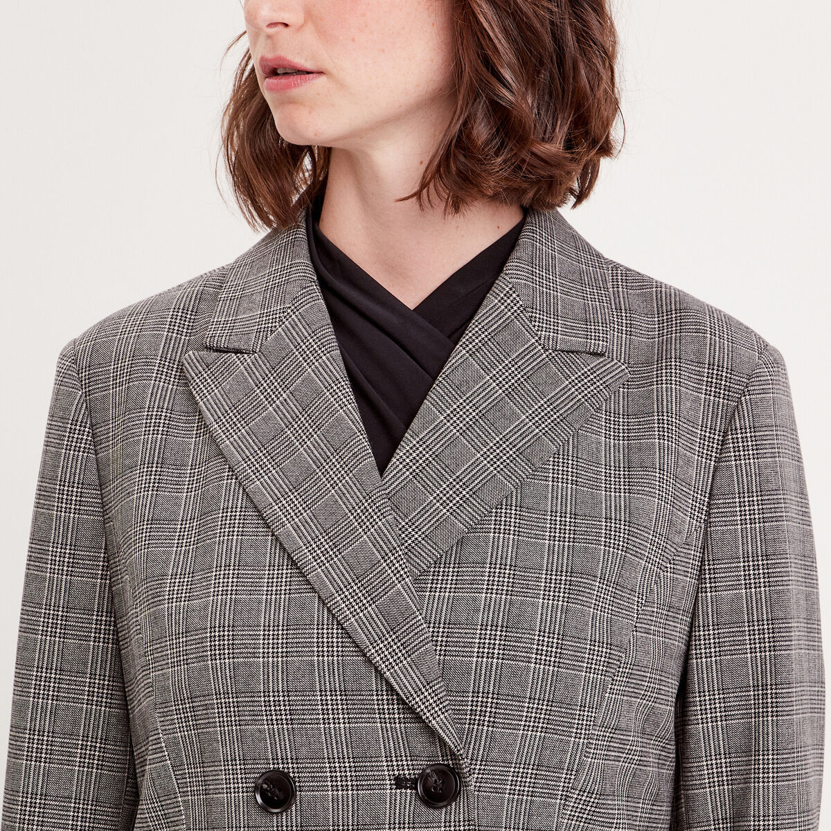 Veste ajustée boutonnée gris femme