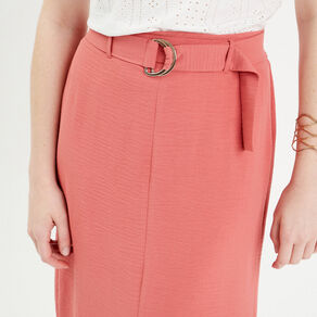 jupe midi droite fendue vieux rose femme Jupe midi droite fendue vieux rose femme