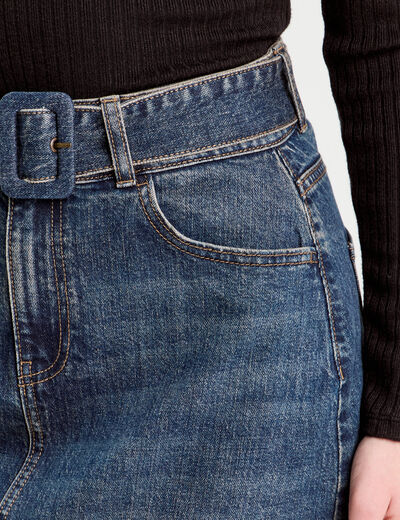 Jupe midi trapèze en jean denim dirty femme