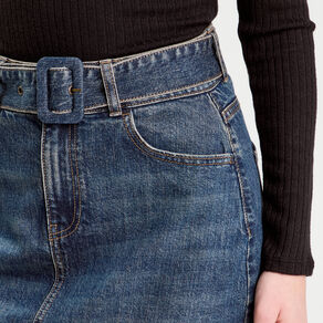 jupe midi trapeze en jean denim dirty femme Jupe midi trapèze en jean denim dirty femme