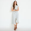Robe midi &eacute;vas&eacute;e manches tr&egrave;s courtes blanc femme