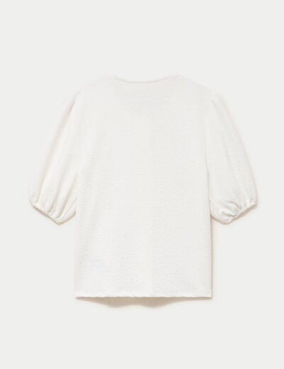 Blouse droite manches courtes ecru femme