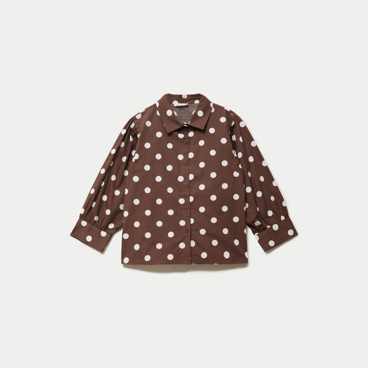 Chemise droite manches longues marron femme