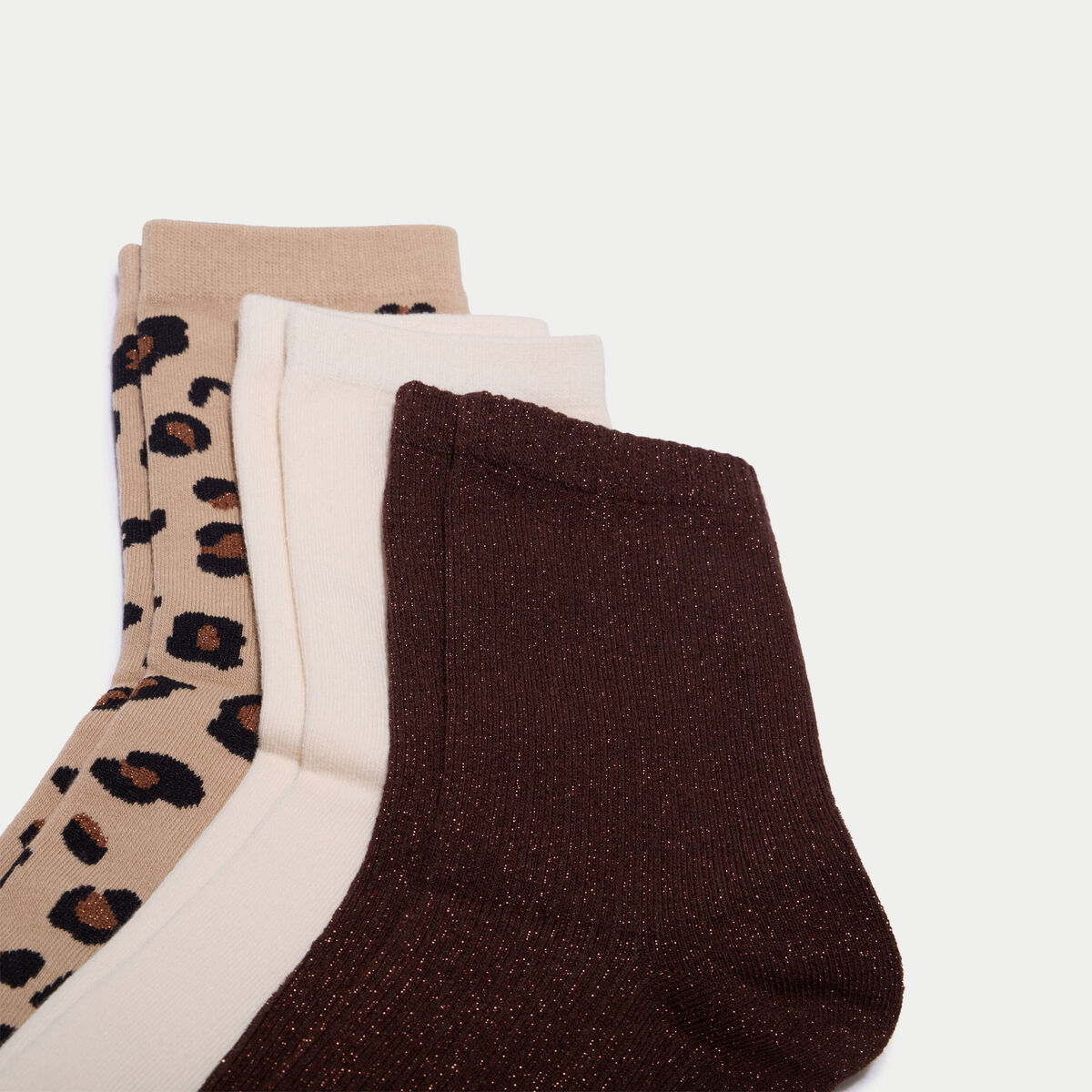 Lot de 3 paires de chaussettes marron fonc&eacute; femme