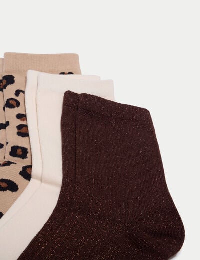 Lot de 3 paires de chaussettes marron fonc&eacute; femme