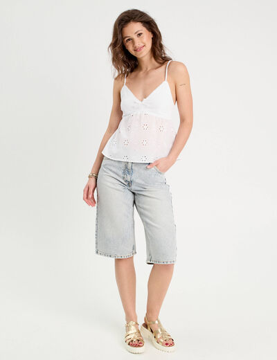 Débardeur broderie anglaise blanc femme