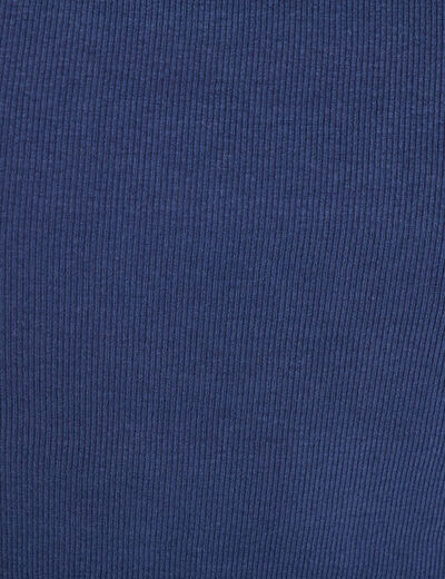 T-shirt manches courtes côtelé bleu foncé femme
