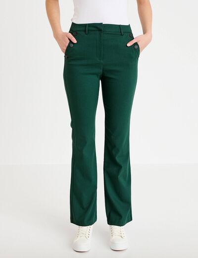 Pantalon bootcut &agrave; pont vert fonc&eacute; femme
