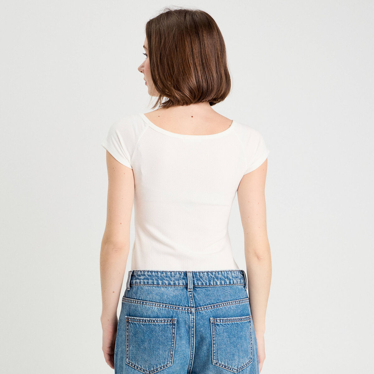 Body manches courtes ecru femme