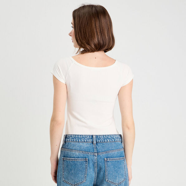 Body manches courtes ecru femme