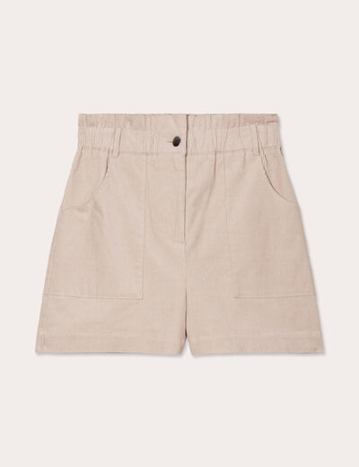 Short droit velours côtelé sable femme