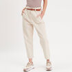 Pantalon slouchy ceinturé ecru femme