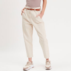 pantalon slouchy ceinture ecru femme Pantalon slouchy ceinturé ecru femme
