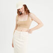 D&eacute;bardeur cropped c&ocirc;tel&eacute; beige femme