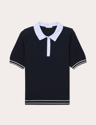 Polo manches courtes bleu marine femme