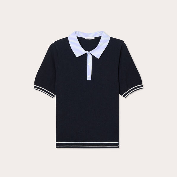 Polo manches courtes bleu marine femme
