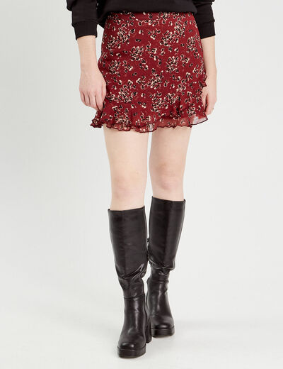 Jupe-short évasée bordeaux femme