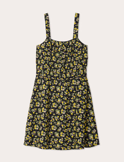 Robe évasée bretelles fines noir femme