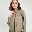 Veste droite col montant vert kaki femme