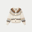 Gilet col rond manches longues ivoire femme