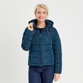 doudoune ajustee a capuche bleu marine femme Doudoune ajustée à capuche bleu marine femme