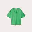 T-shirt col v manches courtes vert femme