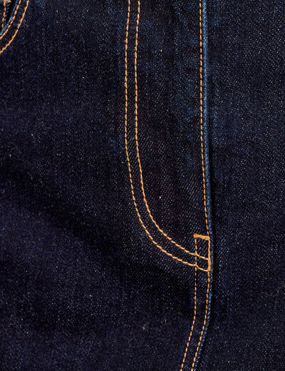 Jupe droite courte en jean denim brut femme