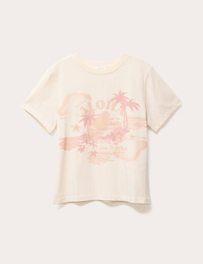 T-shirt manches courtes ecru femme