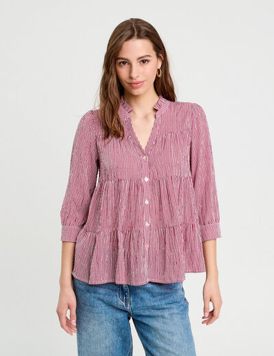 Blouse manches 3/4 bordeaux femme