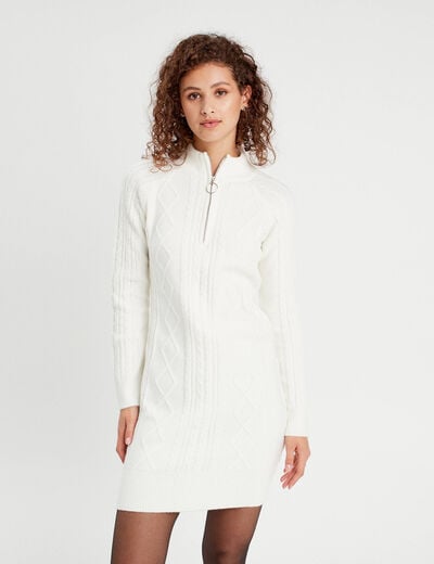 Robe pull droite camionneur ecru femme