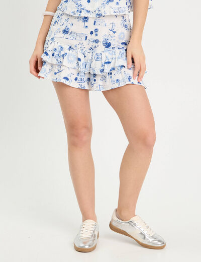 Jupe-short droite bleu roi femme