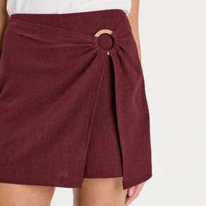 Jupe-short évasée prune femme