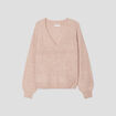 Pull avec col en V beige femme