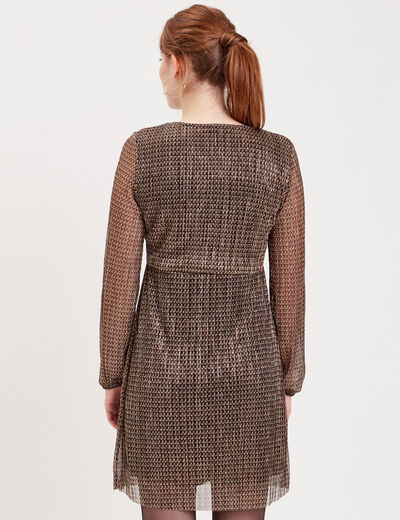 Robe droite plissée noir femme