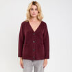 Gilet col v violet fonc&eacute; femme