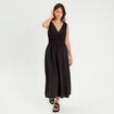 Robe longue évasée noir femme