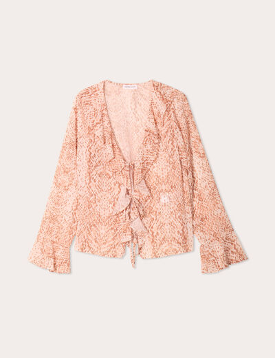 Blouse volants beige femme