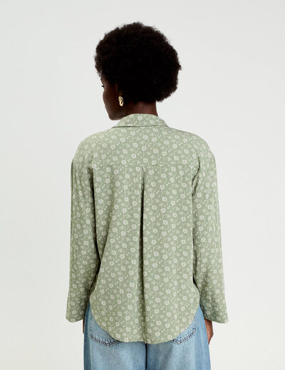 Vareuse droite courte col classique vert femme