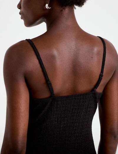 Robe longue droite en maille noir femme