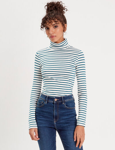 T-shirt col roulé blanc femme