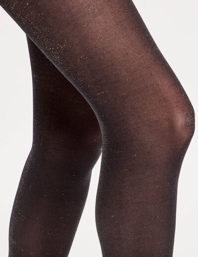 Collants fils métallisés noir femme