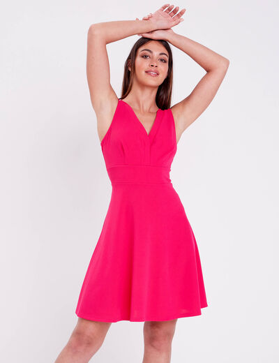Robe patineuse bretelles larges rose vif femme