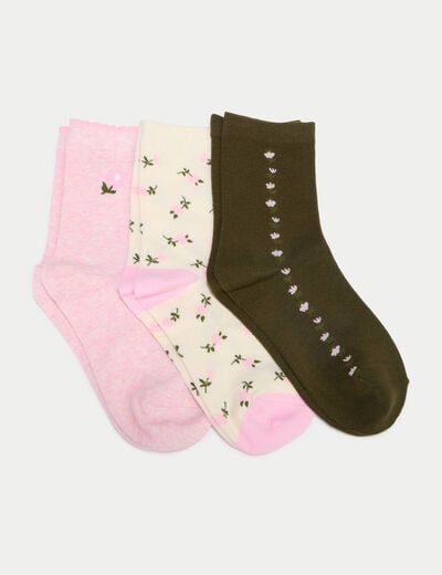 Lot de 3 paires de chaussettes rose clair femme